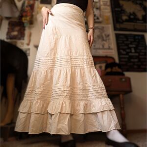 Anthropologie Tiered Corduroy Maxi Skirt Women's 4 Small Cream